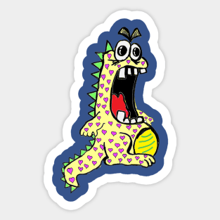 yellow Dinosaur of Love 2 Sticker